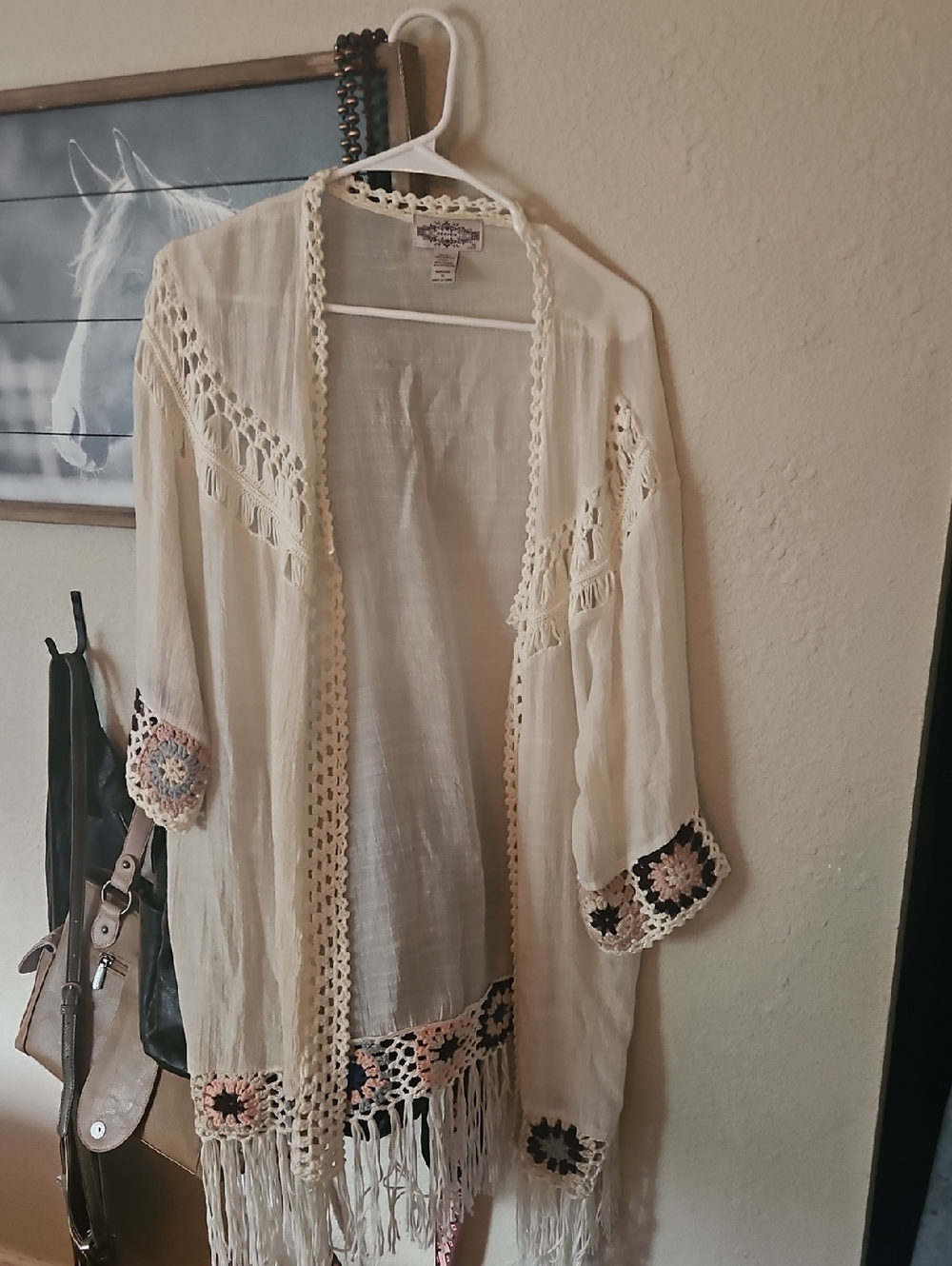 Olivers Cream Crochet-Trim Kimono